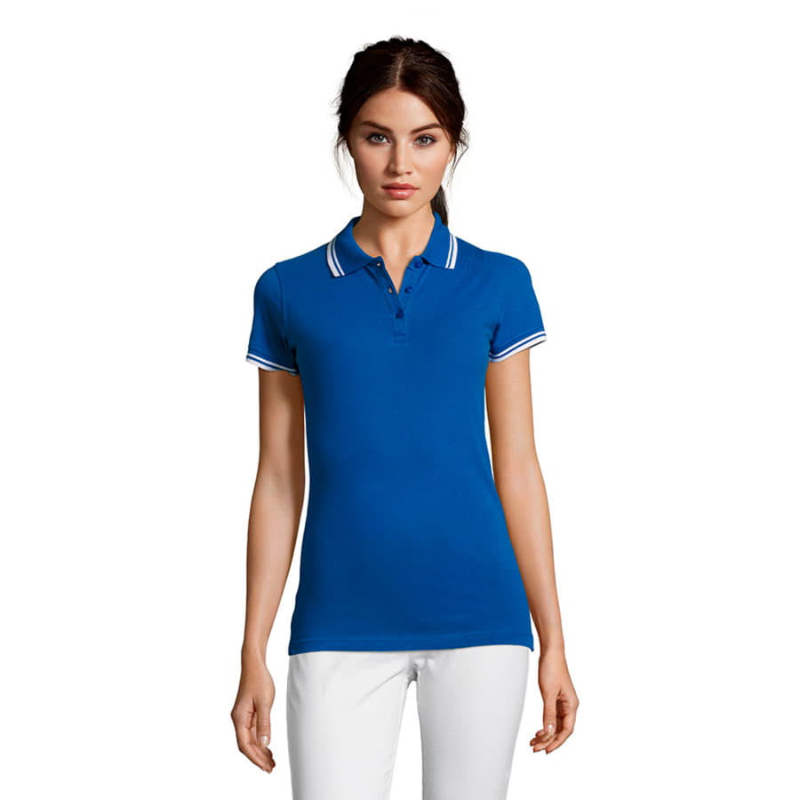 Поло женское PASADENA WOMEN 200, синий, белый-1