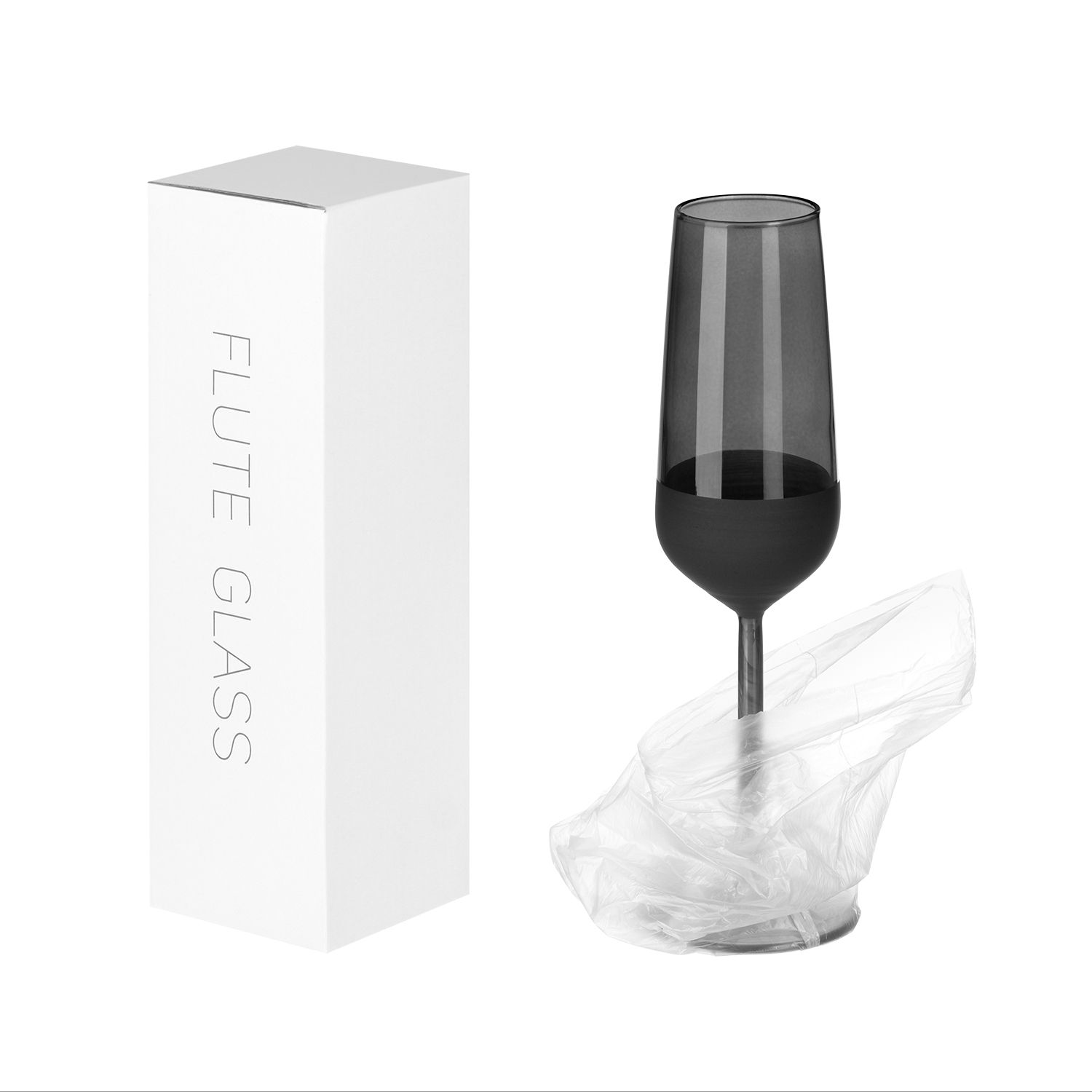 Подарочный набор 2 бокала для шампанского Black Edition в большом подарочном пакете-1