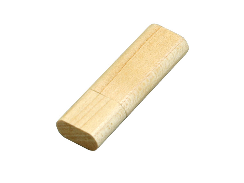 Флешка эргономичной прямоугольной формы, с округленными краями, дерево, 64 Гб, натуральный-0