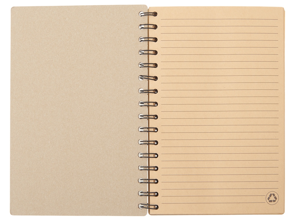 Блокнот на спирали в картонной обложке с переработанной бумагой Mania, натуральный-2