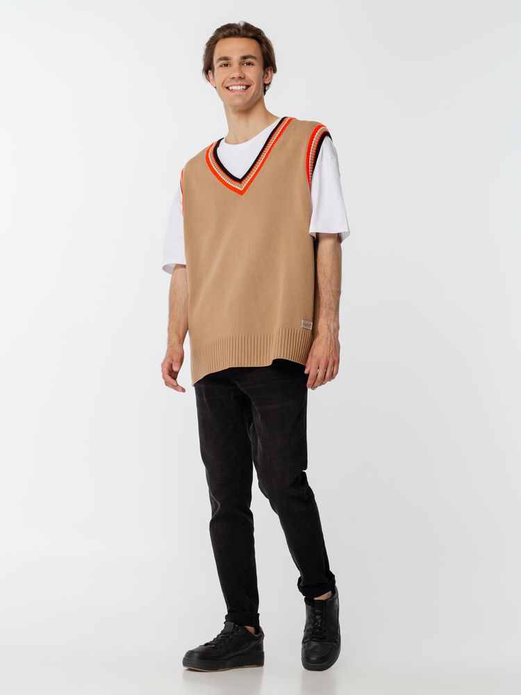 Жилет оверсайз унисекс Cornell в сумке, бежевый-5