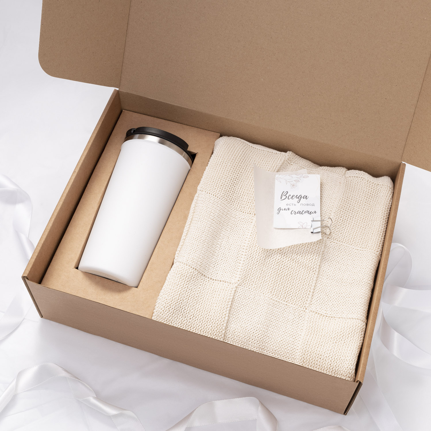 Плед Cella вязаный, бежевый (без подарочной коробки)-9