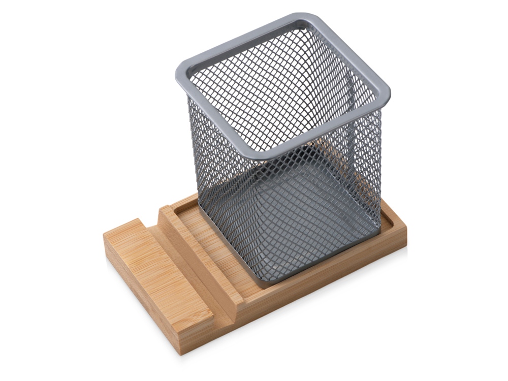 Подставка для ручек и телефона Fika, натуральный/серый-0