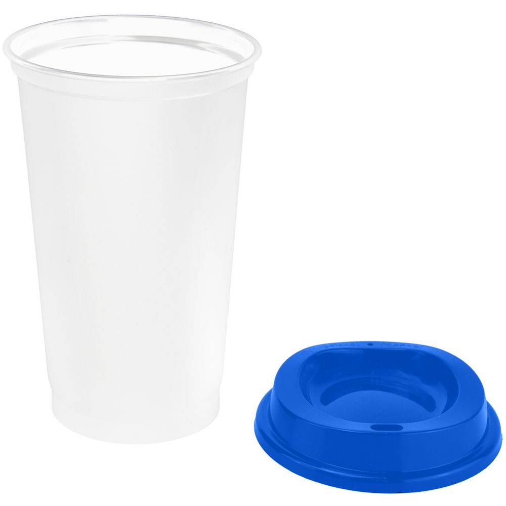 Стакан с крышкой Color Cap White, белый с синим-1