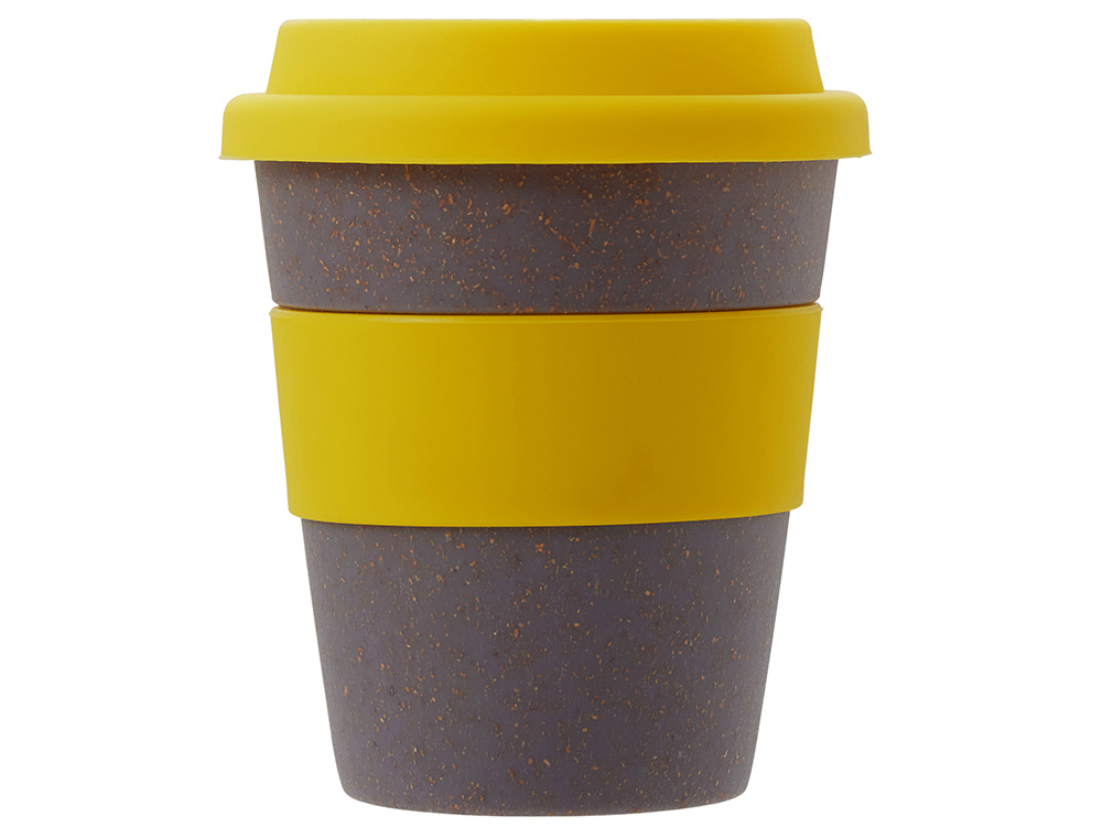 Стакан с силиконовой крышкой Cafe, желтый-4