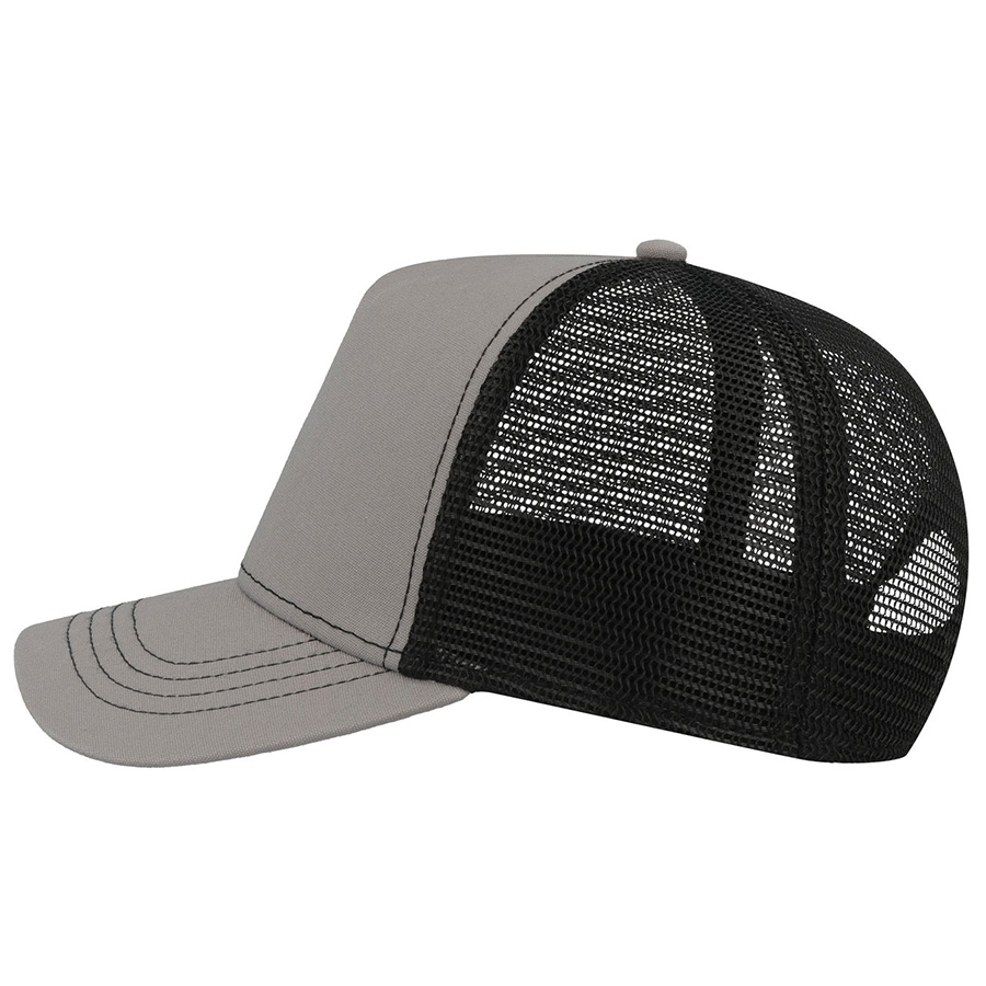 Бейсболка RAPPER CANVAS-S, 5 клиньев, пластиковая застёжка, серый, черный-6