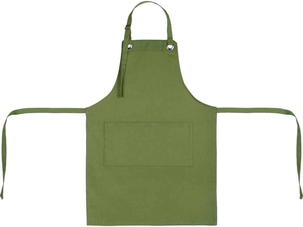Хлопковый фартук Delight с карманом и регулируемыми завязками, хаки-7