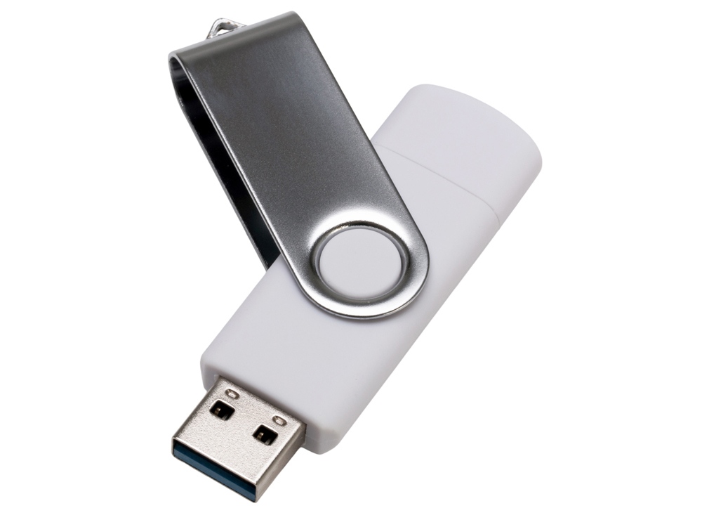 USB3.0/USB Type-C флешка на 32 Гб Квебек C, белый-1