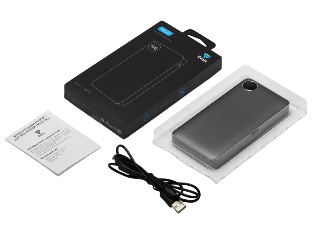 Внешний аккумулятор с дисплеем Mild, 10 000 mAh, темно-серый-7