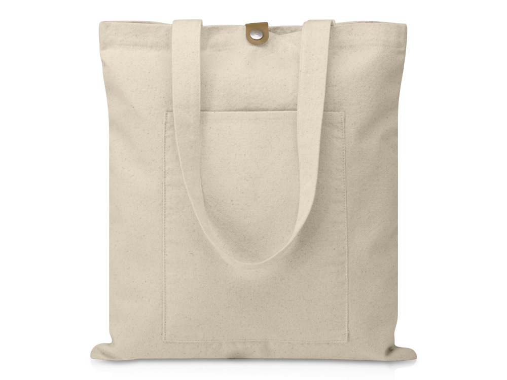 Сумка Clip из хлопка 340 г/м2 с застежкой из экокожи, натуральный-0