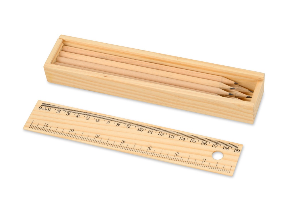 Набор из 8 карандашей в пенале с линейкой-1