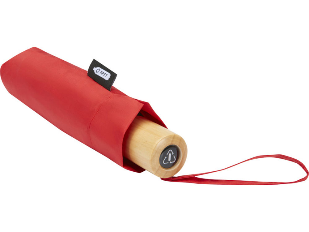 Birgit, складной ветроустойчивый зонт диаметром 21 дюйм из переработанного ПЭТ, красный-3