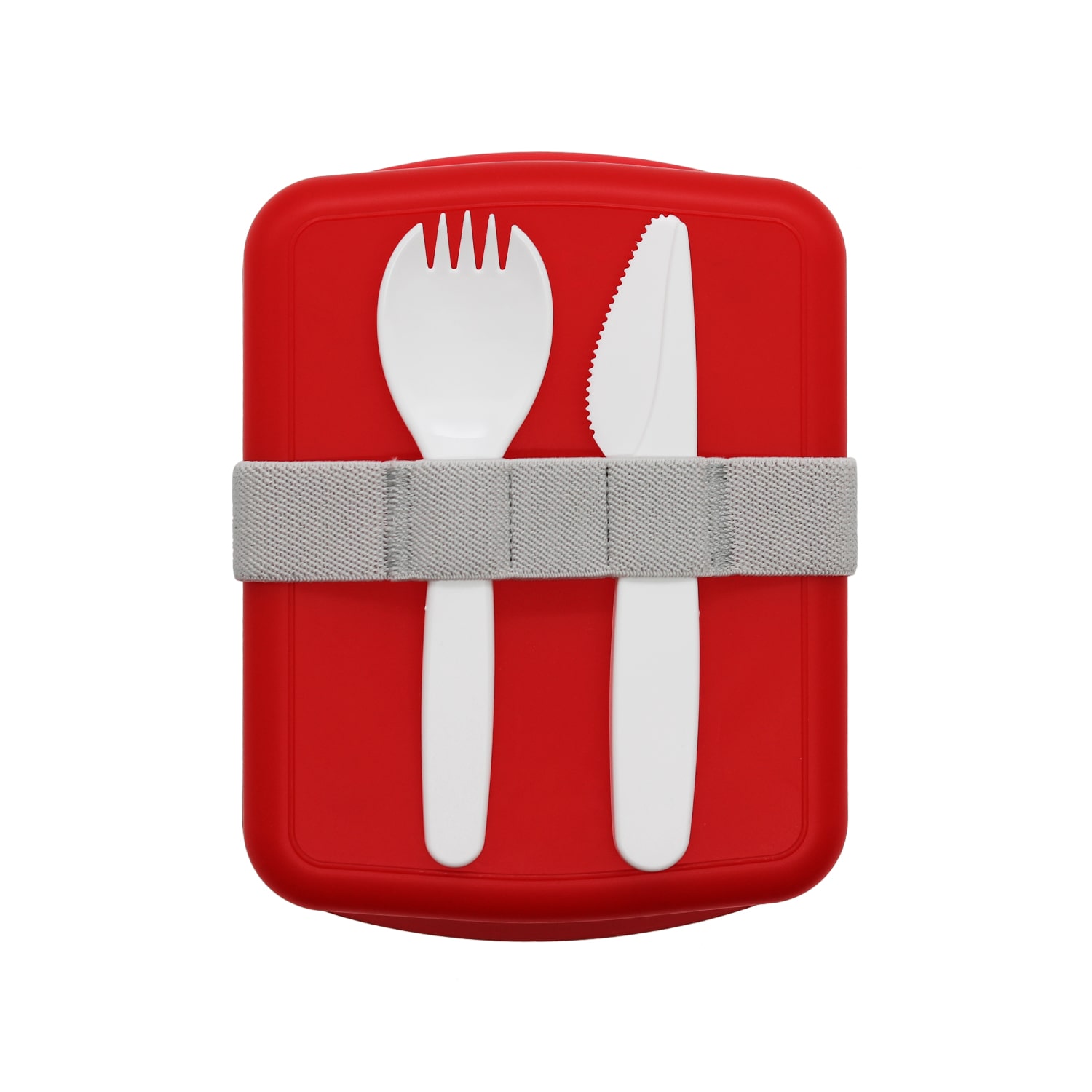 Ланч-бокс Lunch Blue line со столовыми приборами (красный)-2