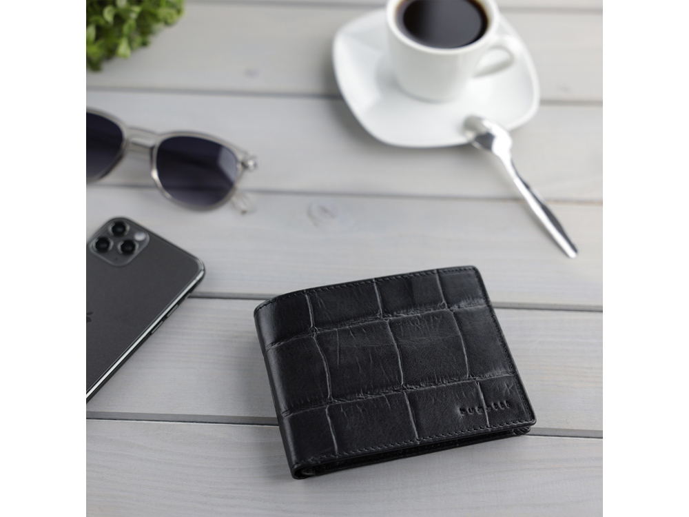 Портмоне BUGATTI Nevio, чёрный, воловья кожа/козья кожа/полиэстер, 12,5х2,5х9,3 см-5