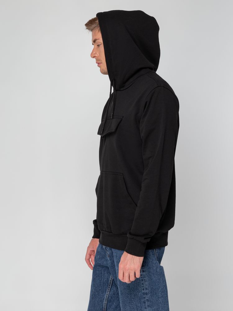 Худи унисекс с карманом на груди Chest Pocket, черное-6