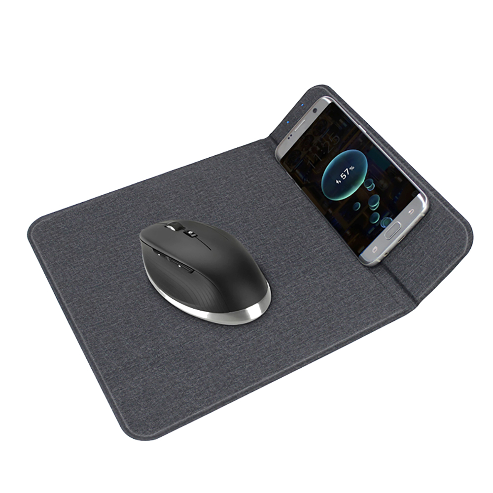 Коврик для мышки с беспроводной зарядкой Gratto, Черный-0