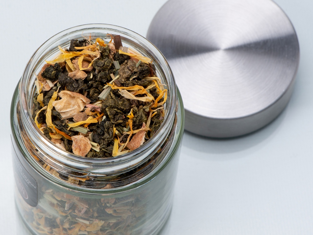 Чай зеленый, серия Essence, с медом, имбирем и лимоном, стеклянная банка-2