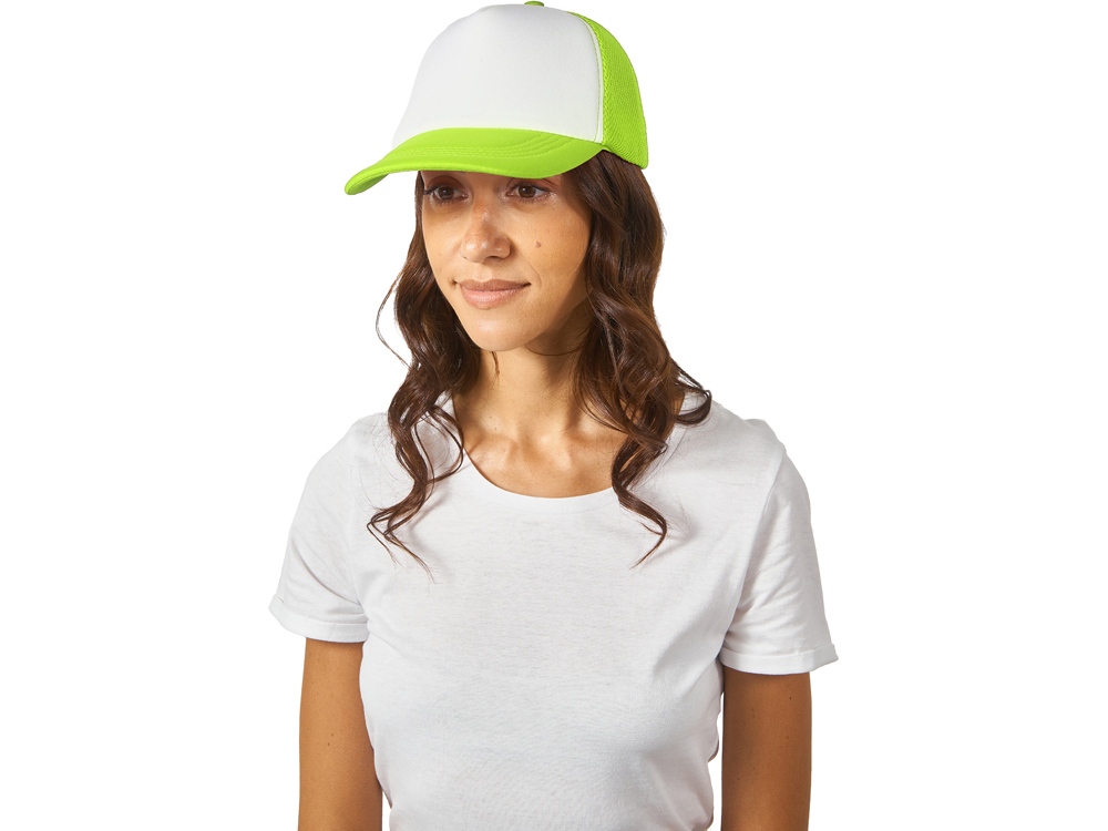 Бейсболка с сеткой Newport, зеленое яблоко/белый-2