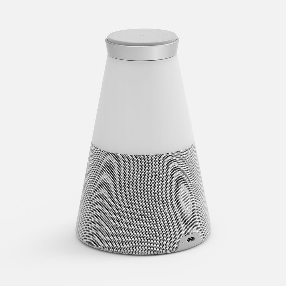 Bluetooth-колонка с беспроводной зарядкой и подсветкой Cone Sonance, серая-3