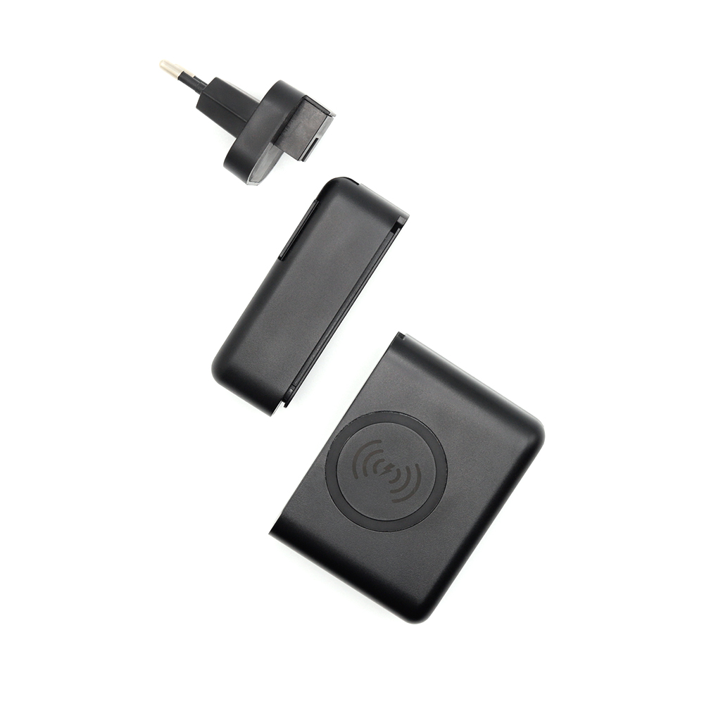 Внешний аккумулятор Gemini с беспроводной зарядкой и сетевым адаптером, Черный-3