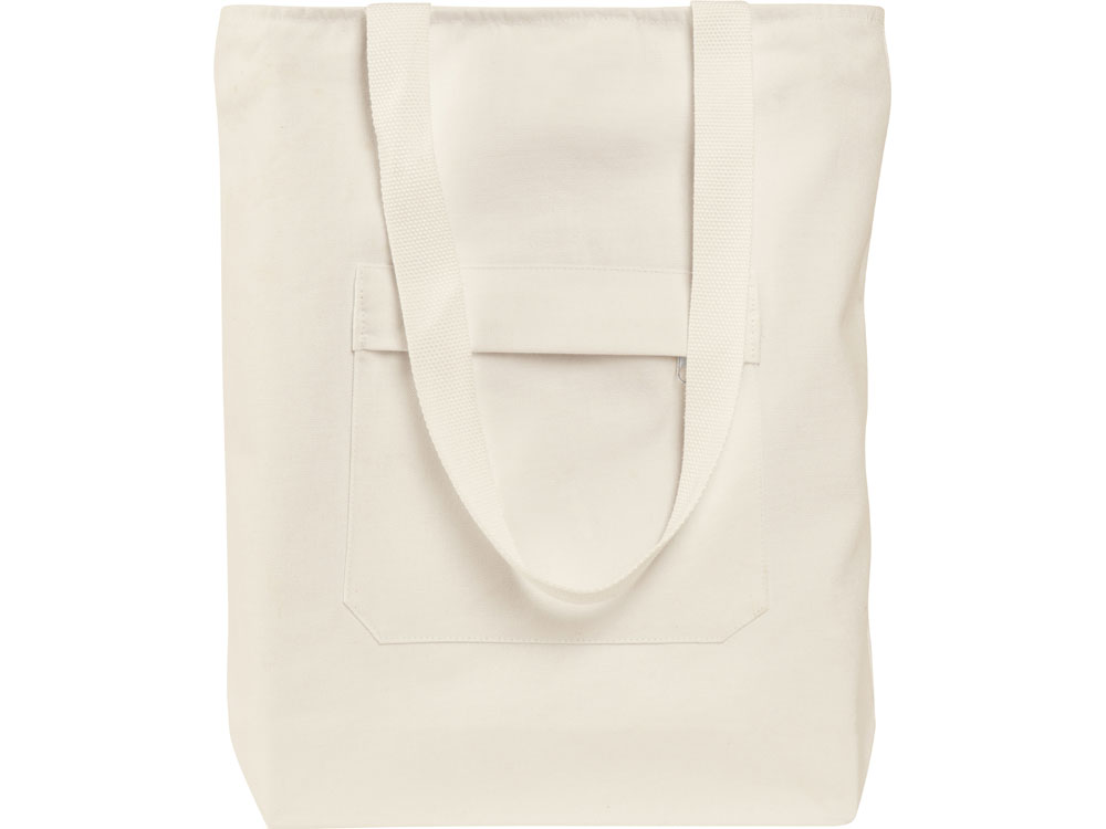 Сумка на молнии Zipper из хлопка 280 г c карманом на молнии спереди, натуральный-1