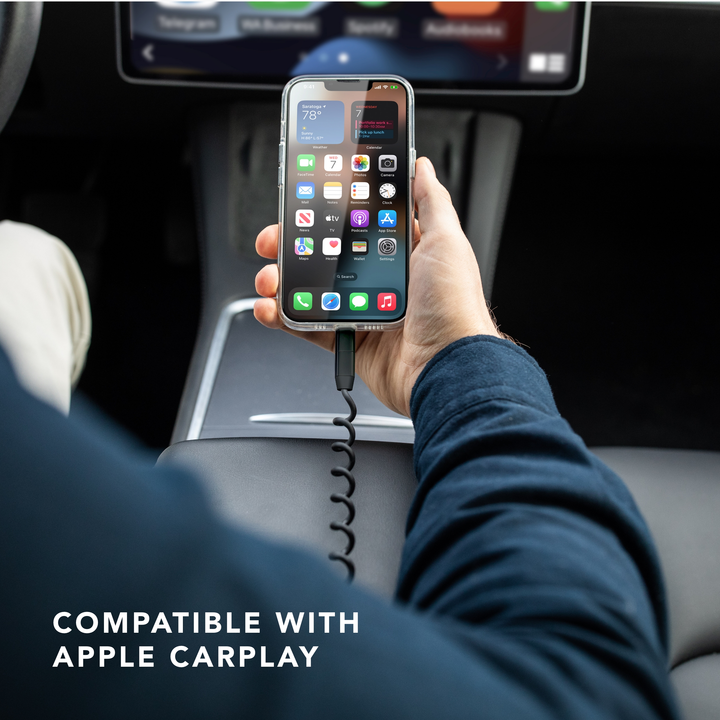 Кабель спиральный в футляре VONMAHLEN Allroundo eco с быстрой зарядкой, 90 см, черный-4