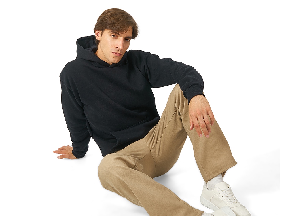 Толстовка с капюшоном оверсайз Berlin унисекс, черный-3