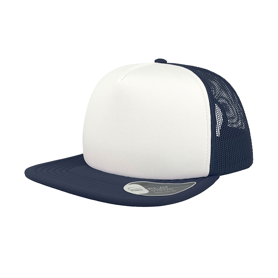 Бейсболка SNAP 90S, 5 клиньев, пластиковая застежка, белый, темно-синий-0