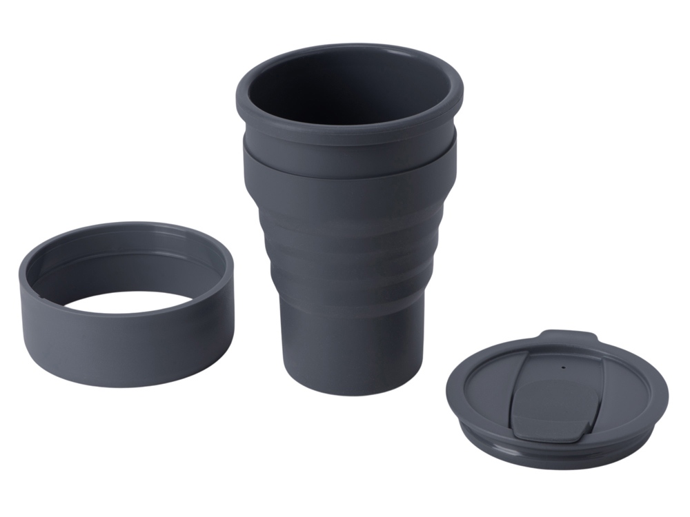 Силиконовый складной стакан GoCup, темно-серый-2