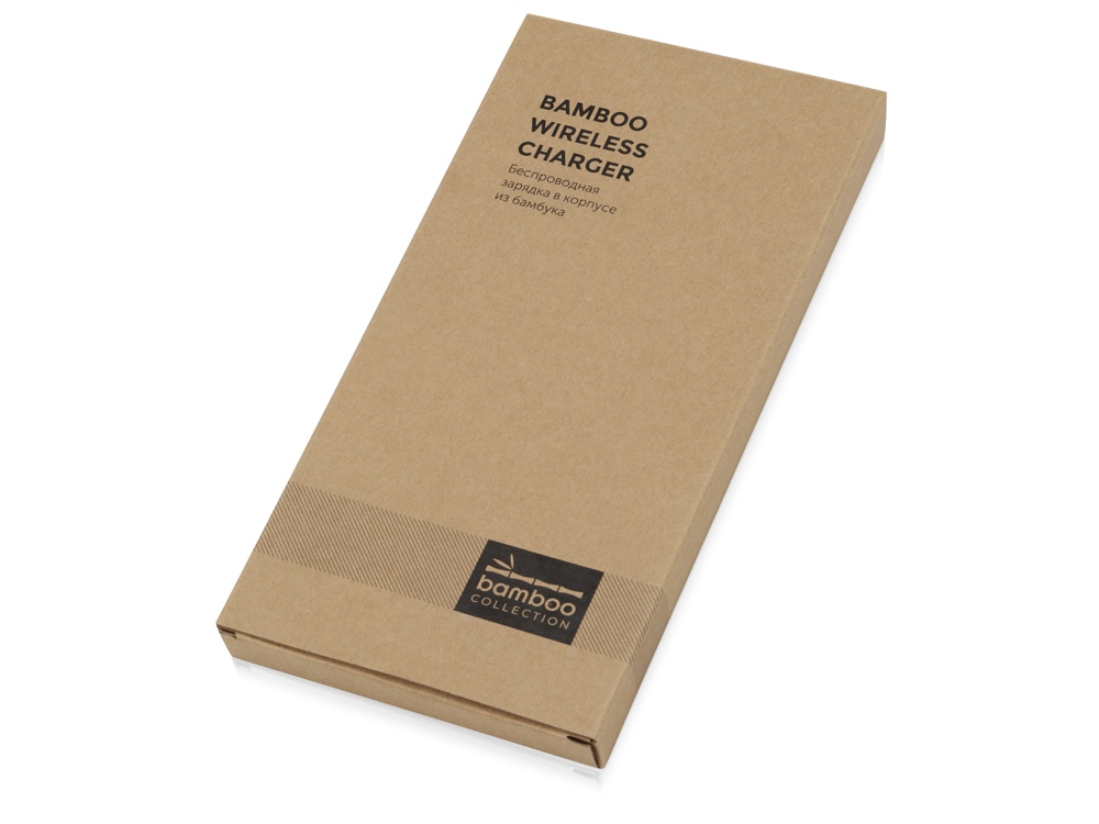 Беспроводное зарядное устройство-органайзер из бамбука Timber, натуральный/белый-5