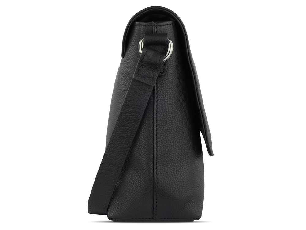 Сумка наплечная женская BUGATTI Bella, чёрная, воловья кожа/полиэстер, 25х8х20 см-3
