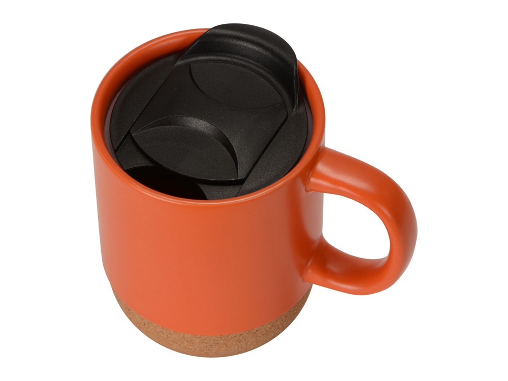 Кружка Denpasar с пробковым дном и крышкой, цветная с двух сторон, оранжевый-1