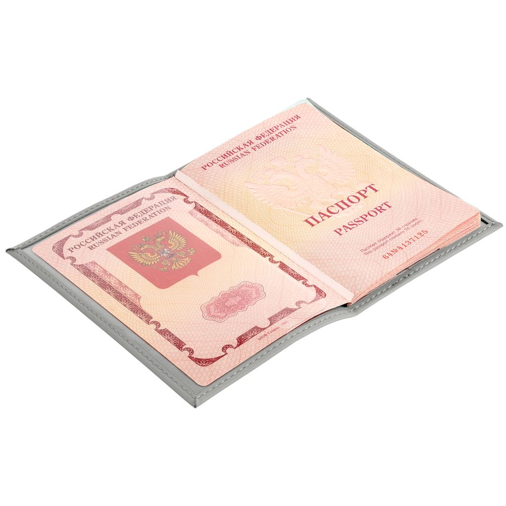Обложка для паспорта Nubuk, светло-серая-2