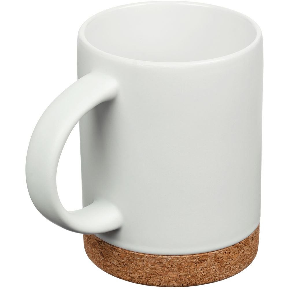 Кружка с пробковой подставкой Corky, белая-1