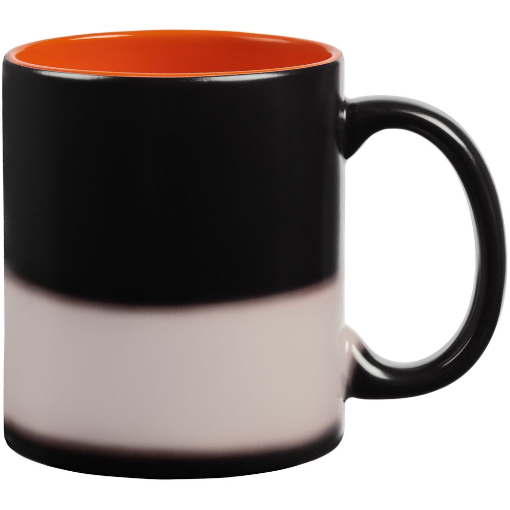 Кружка-хамелеон On Display, матовая, черная с оранжевым-1