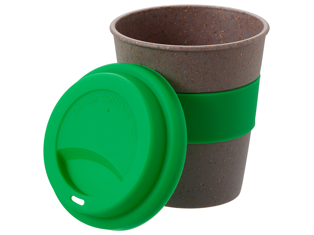 Стакан с силиконовой крышкой Cafe, зеленый-2