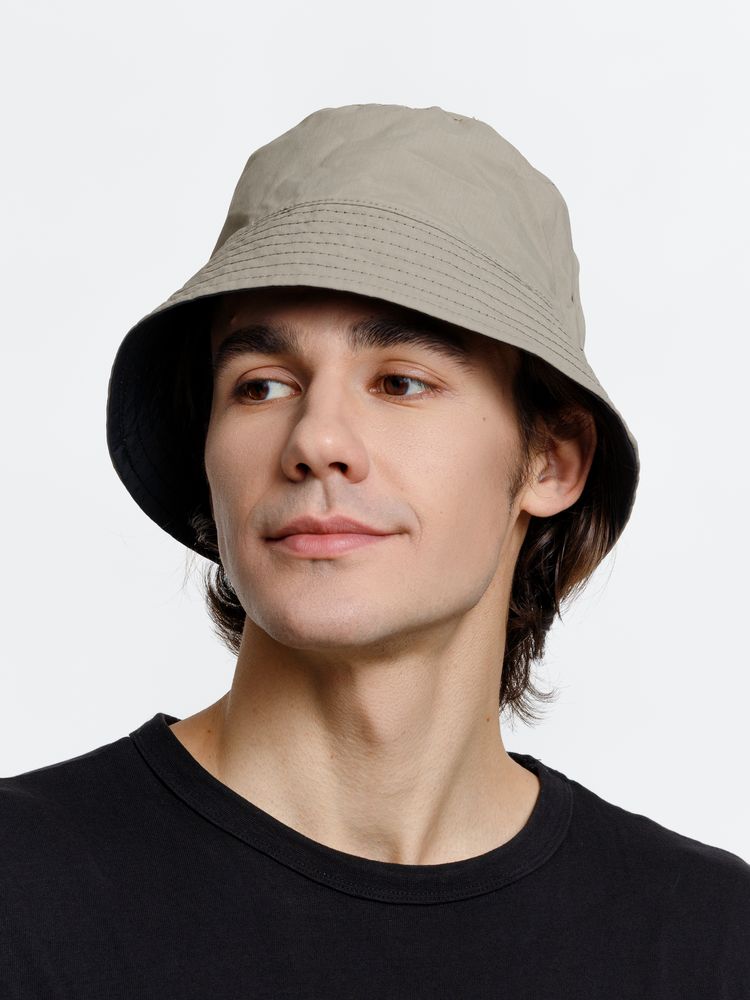 Панама Nylon двусторонняя, черная с хаки-3