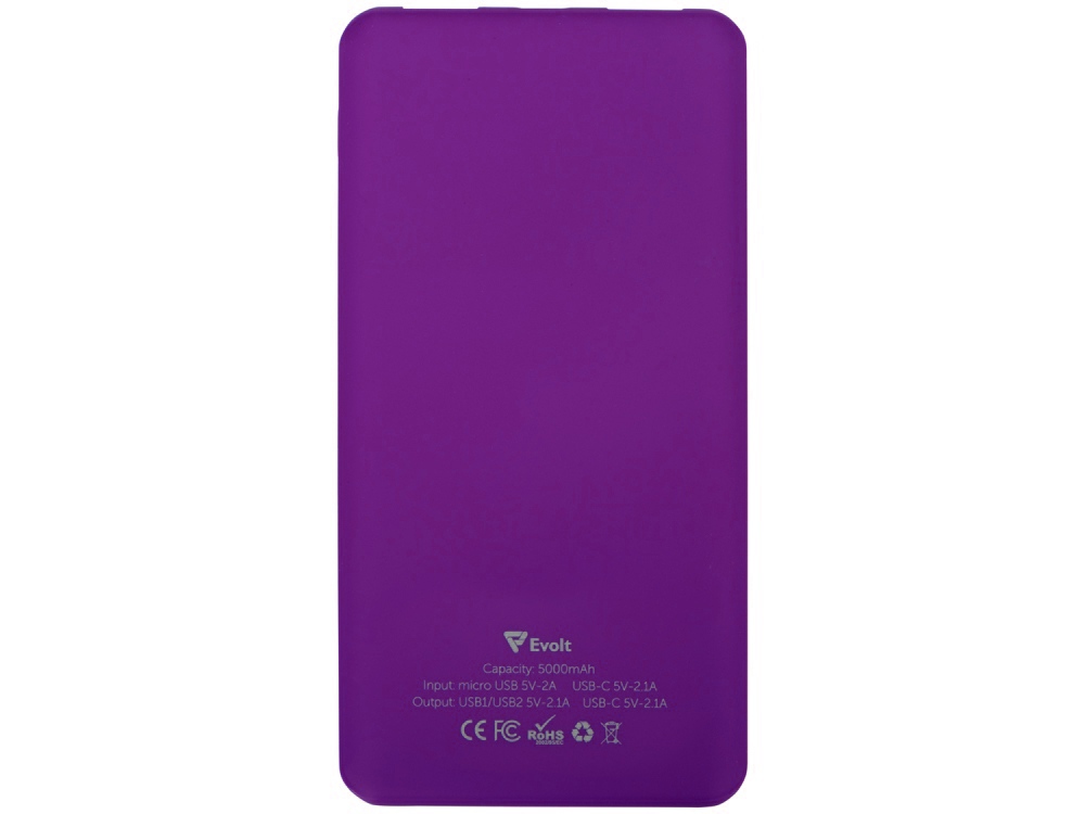 Портативное зарядное устройство Reserve с USB Type-C, 5000 mAh, фиолетовый-2