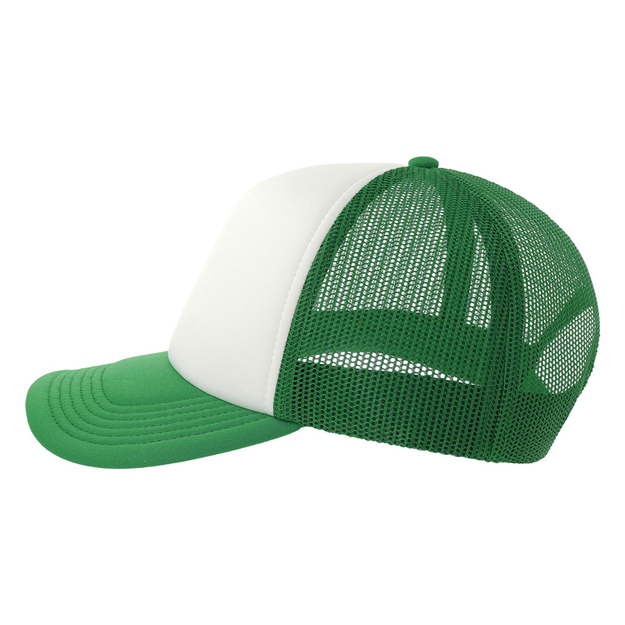 Бейсболка RAPPER-S, 5 клиньев, пластиковая застёжка, белый, зеленый-6