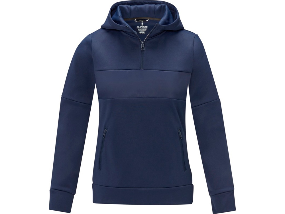 Женский свитер анорак Sayan на молнии на половину длины с капюшоном, темно-синий-1