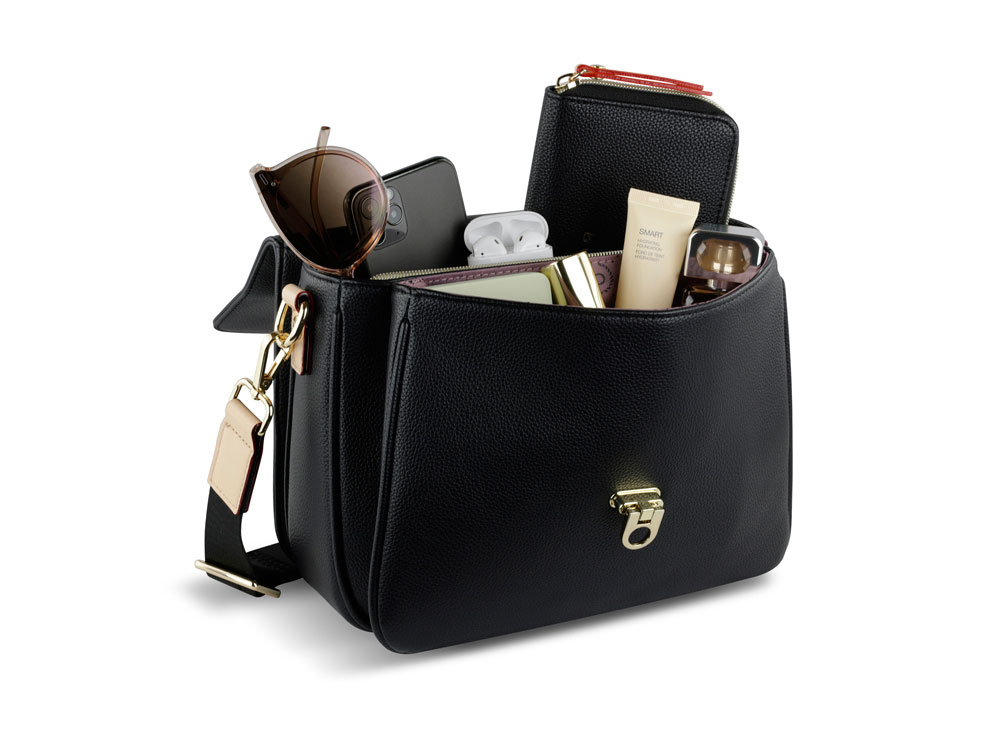 Сумка женская BUGATTI Ella, чёрная, полиуретан, 29х10х22 см-4