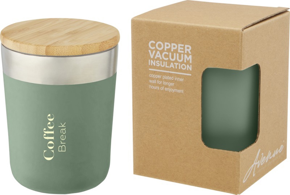 Lagan Кружка с медной вакуумной изоляцией объемом 300 мл и бамбуковой крышкой, зеленый-6