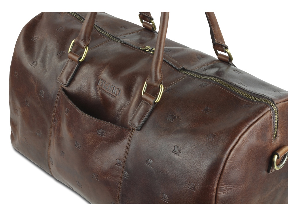 Сумка дорожная Mano Don Leon, натуральная кожа в коричневом цвете, 50 х 27 х 24 см-3