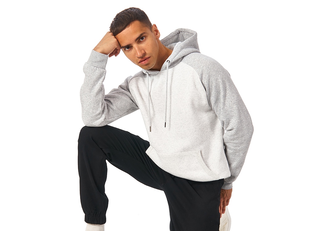 Толстовка с капюшоном Dublin мужская, серый меланж/белый меланж-1