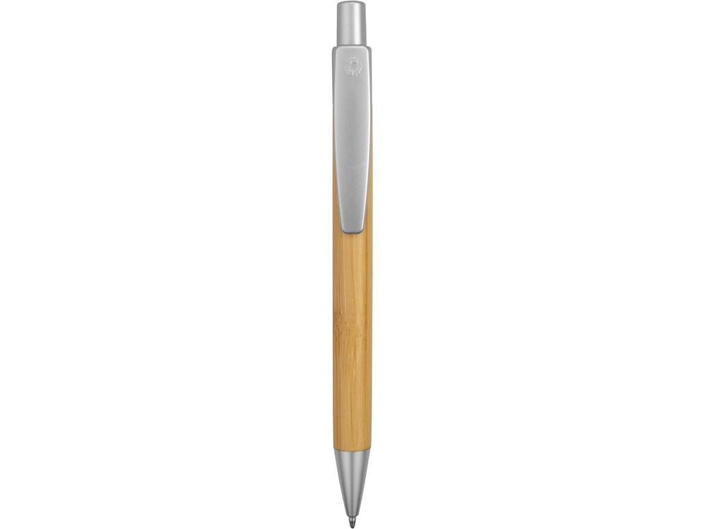 Ручка шариковая Borneo из бамбука, серебряный, черные чернила-1
