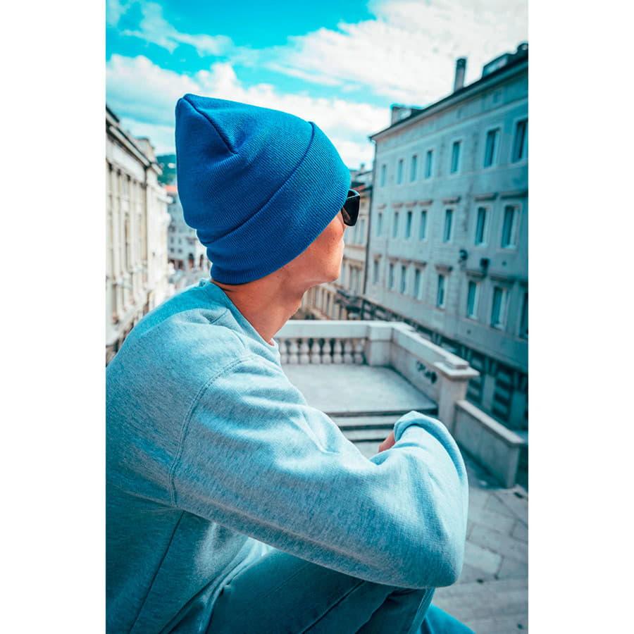 Шапка вязаная PURE  с отворотом из пряжи Polylana® горчичный, желтый-1