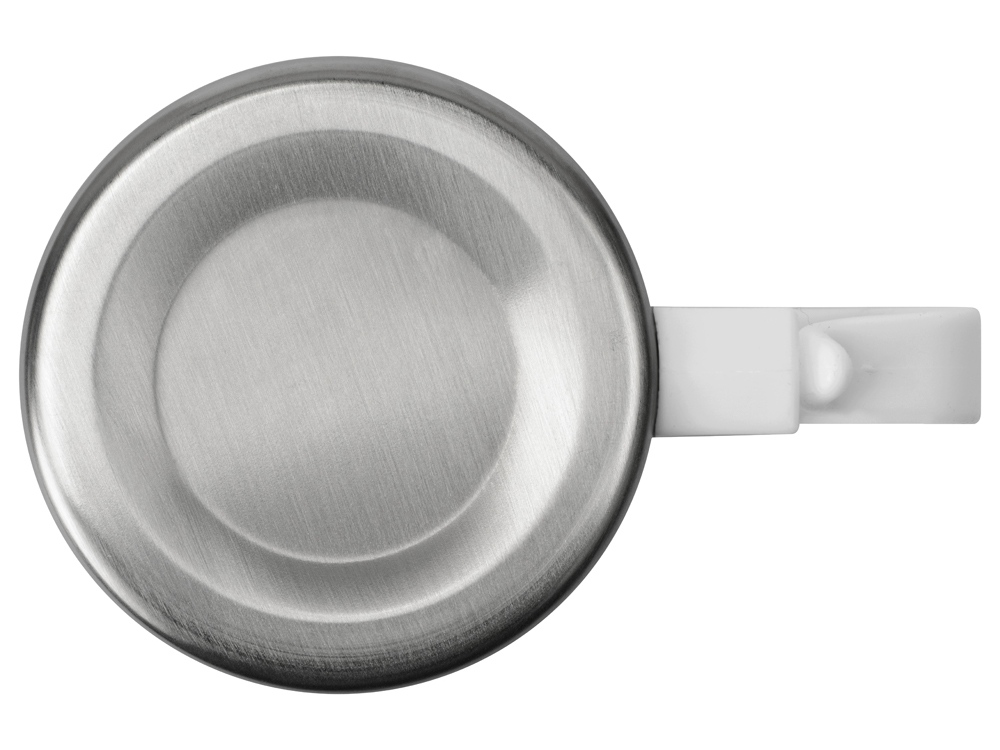 Стальная кружка Climber с пластиковой ручкой, серебристый/белый-3