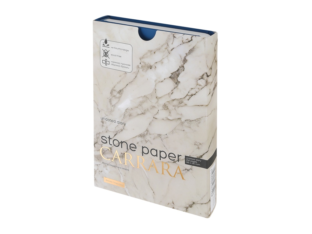 Ежедневник с каменной бумагой недатированный А5 Carrara, темно-синий-8