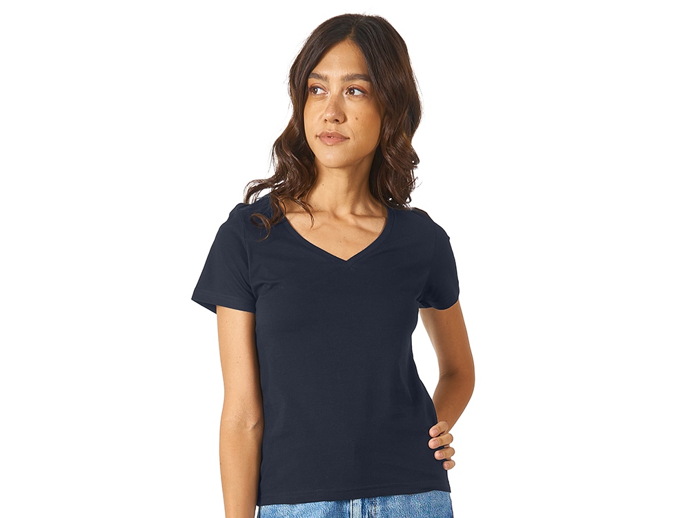 Футболка Heavy Super Club женская с V-образным вырезом, темно-синий-0