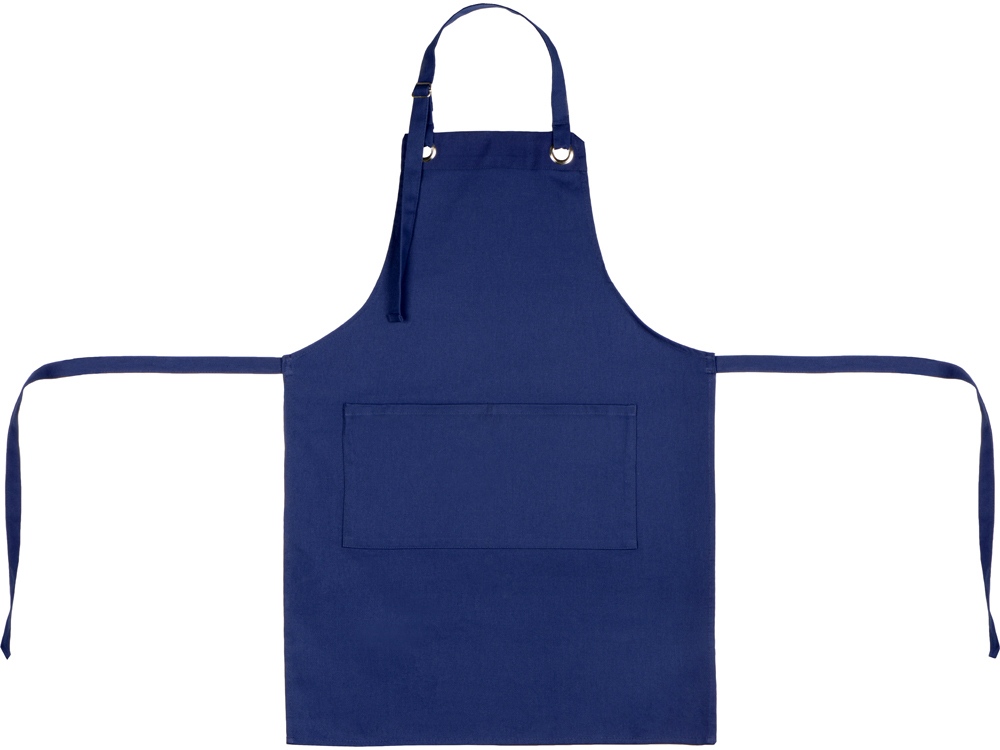 Хлопковый фартук Delight с карманом и регулируемыми завязками, синий нэйви-7